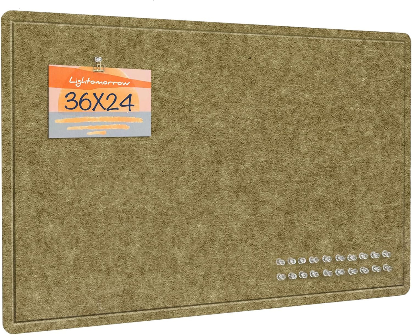 Lightomorrow Bulletin Board, 36 x 24 inches Felt Board - Decorative Pin Board, Cork Board Alternative for Wall, 3' x 2' Foldable Self-Adhesive Vision Board Prayer Board with 20 Pushpins - Black