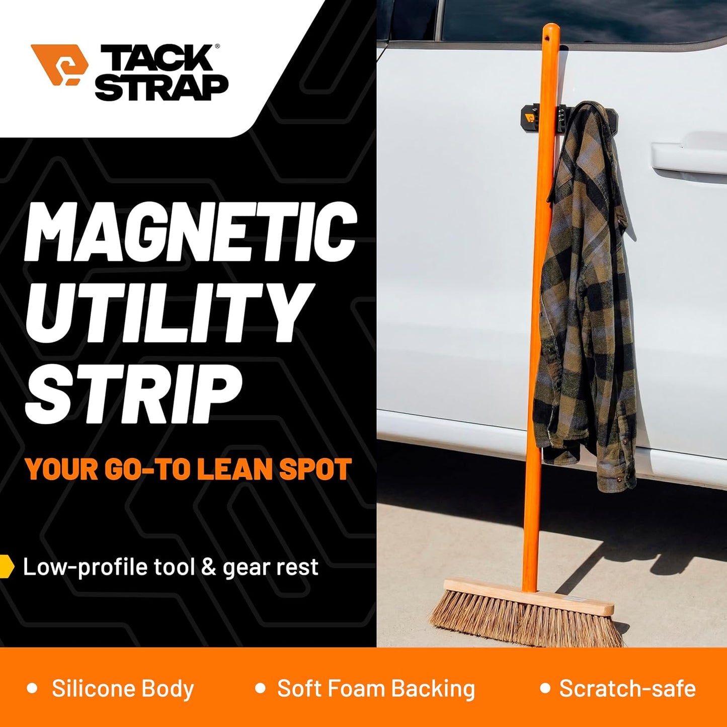 Magnetic Utility Strip, Magnetic Tool Organizer for Vehicle Side and Toolbox, Scratch-Safe Silicone Holder with Hooks and Bit Storage, Includes 3M Paint Protection Film and Adhesive