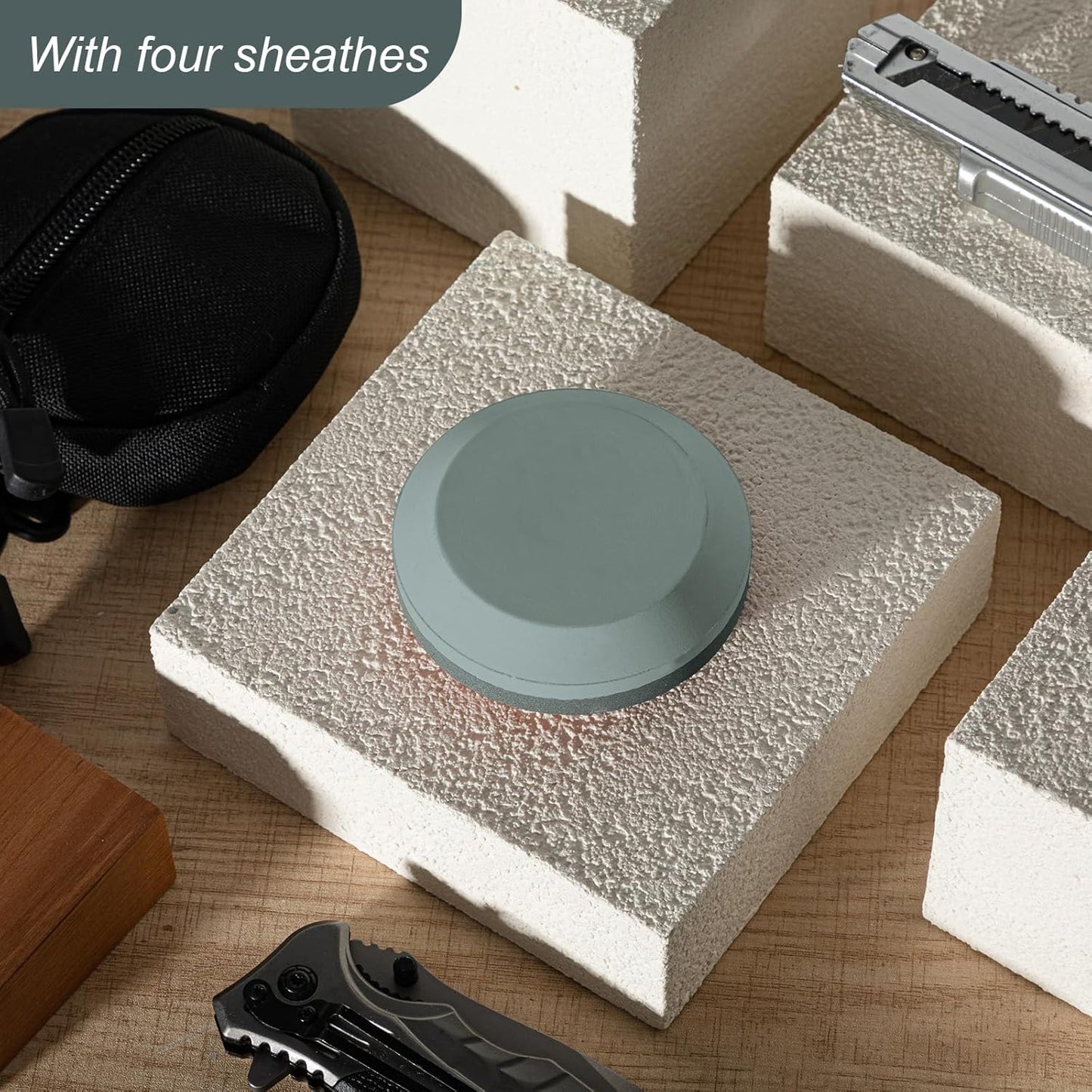2 Pcs Axe Sharpener Multipurpose Axe Hatchet Sharpening Stone Whetstone Blade and Tool Machete Sharpener Knife set, Dual Grit 180/320 Sharpening with Storage Bag(White-red)