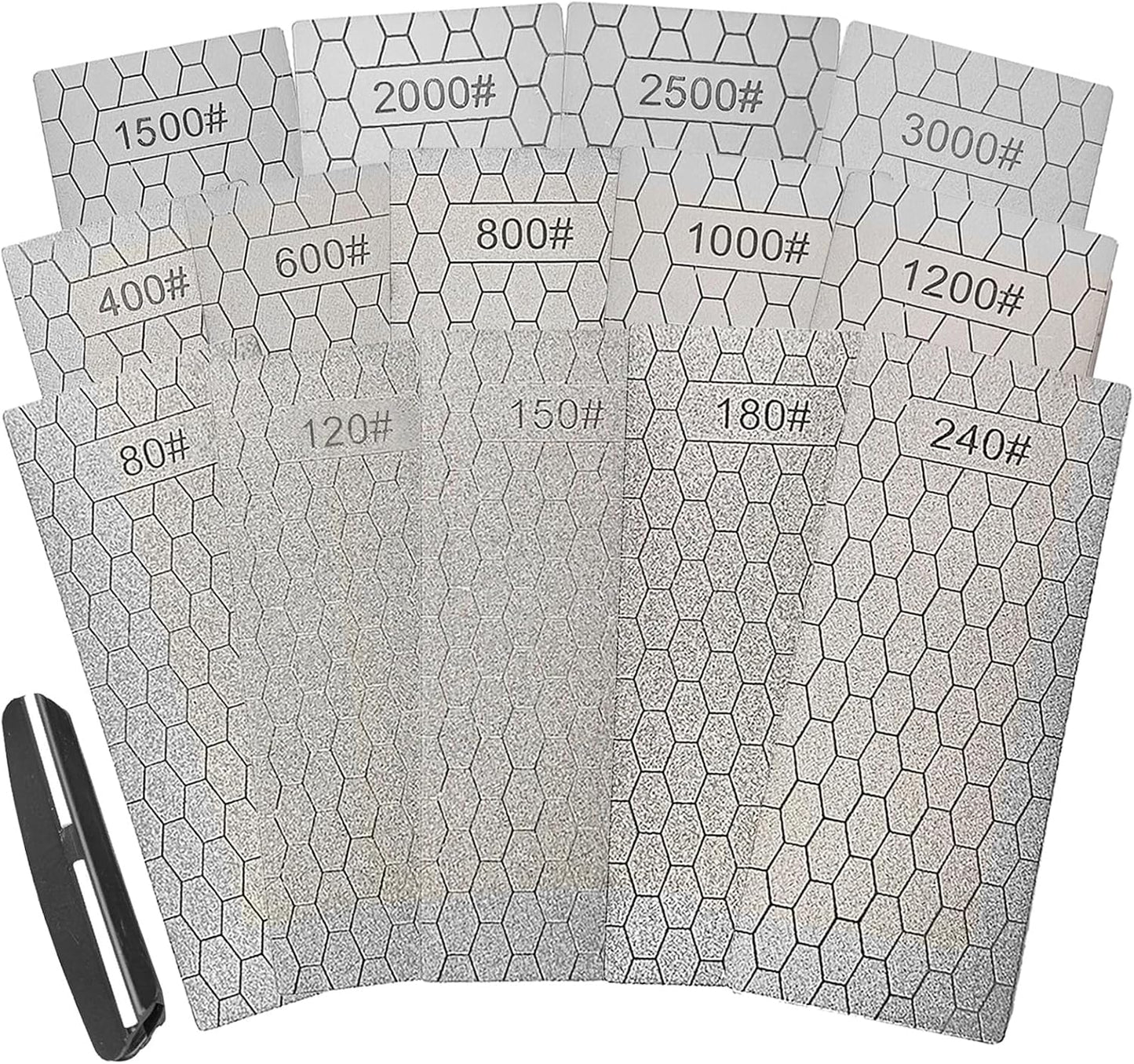 Diamond Sharpening Stone Set,8 Pcs Diamond Lapping Plate Coarse/Medium/Fine Grit Sharpener,240/400/600/800/1000/1500/2000/3000 Grit，Perfect Assistance Sharpener Angle Guide