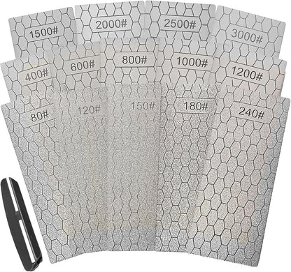 Diamond Sharpening Stone Set,8 Pcs Diamond Lapping Plate Coarse/Medium/Fine Grit Sharpener,240/400/600/800/1000/1500/2000/3000 Grit，Perfect Assistance Sharpener Angle Guide