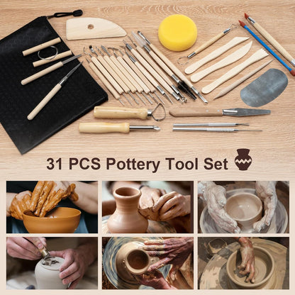 Amrules Clay Tools Kit, 12 PCS Polymer Clay Cutter Tools, Rectangle Shape Acrylic Press Board and Roller Pin Supplies Suitable for Shaping, Carving, Pottery Craft and DIY Projects