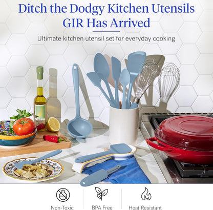 GIR: Get It Right 5 Piece Silicone Ultimate Kitchen Utensils Set - Ladle, Spatula, Flip, Spoon & Spoonula - Non-Toxic Cooking Utensils for Nonstick Cookware, Cooking and Baking - Red