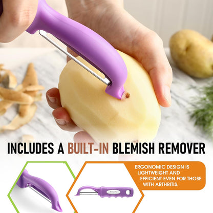Spring Chef Premium Swivel Vegetable Peeler, Soft Grip Handle and Ultra Sharp Stainless Steel Blades - Perfect Kitchen Peeler For Veggie, Fruit, Potato, Carrot, Apple - Black