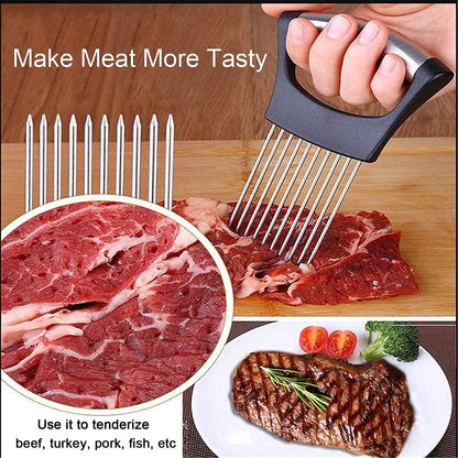 ESINAM Onion Slicer Holder, Premium Vegetable Slicer Cutter for Potato and Tomato, Sharp Stainless Steel Food Slicer Assistant Tool for Slicing Fruit Lemon and Meat