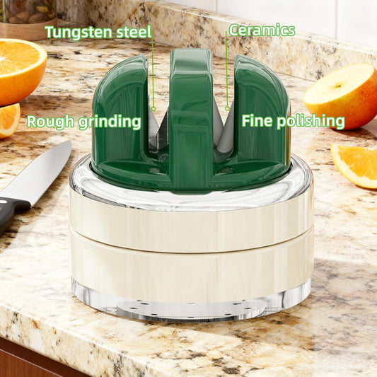 Kitchen Knife Sharpener with Suction base for Hands Free,Compact Pocket Knife Sharpeners,All-in-one Professional Knife Sharpener Tool Suitable for: Kitchen Knives,Cleaver,Fruit Knives(Red)