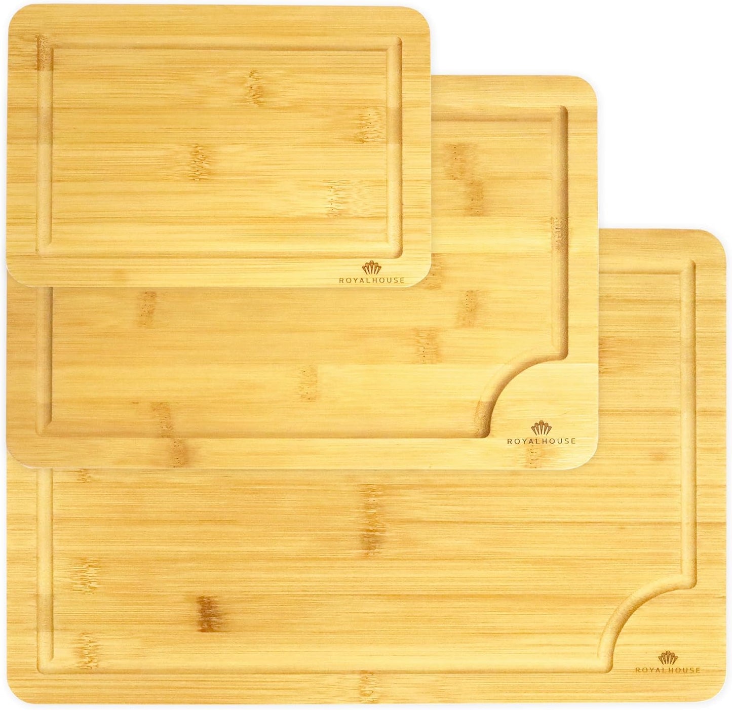 Large Cutting Board, 15x10x0.5 Bamboo Cutting Boards for Kitchen with Juice Groove and Kitchen Chopping Board for Meat Cheese board Heavy Duty Serving Tray,