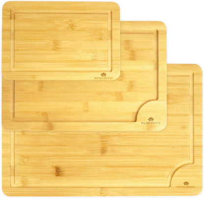 Large Cutting Board, 15x10x0.5 Bamboo Cutting Boards for Kitchen with Juice Groove and Kitchen Chopping Board for Meat Cheese board Heavy Duty Serving Tray,