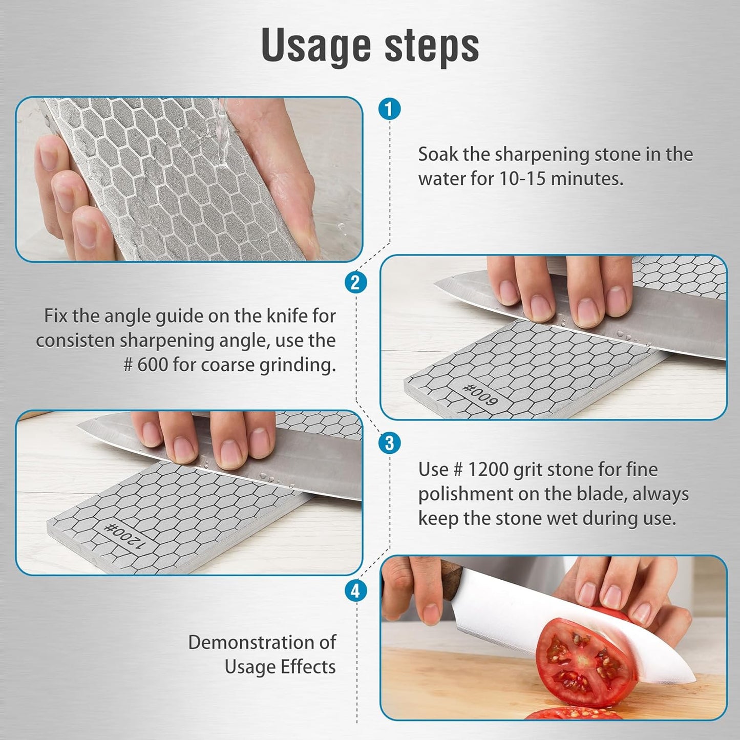 S SATC Diamond Sharpening Stone 2 Side Grit 400/1000 Diamond Plate Honing Stone 8-inch Hone Sharpener White