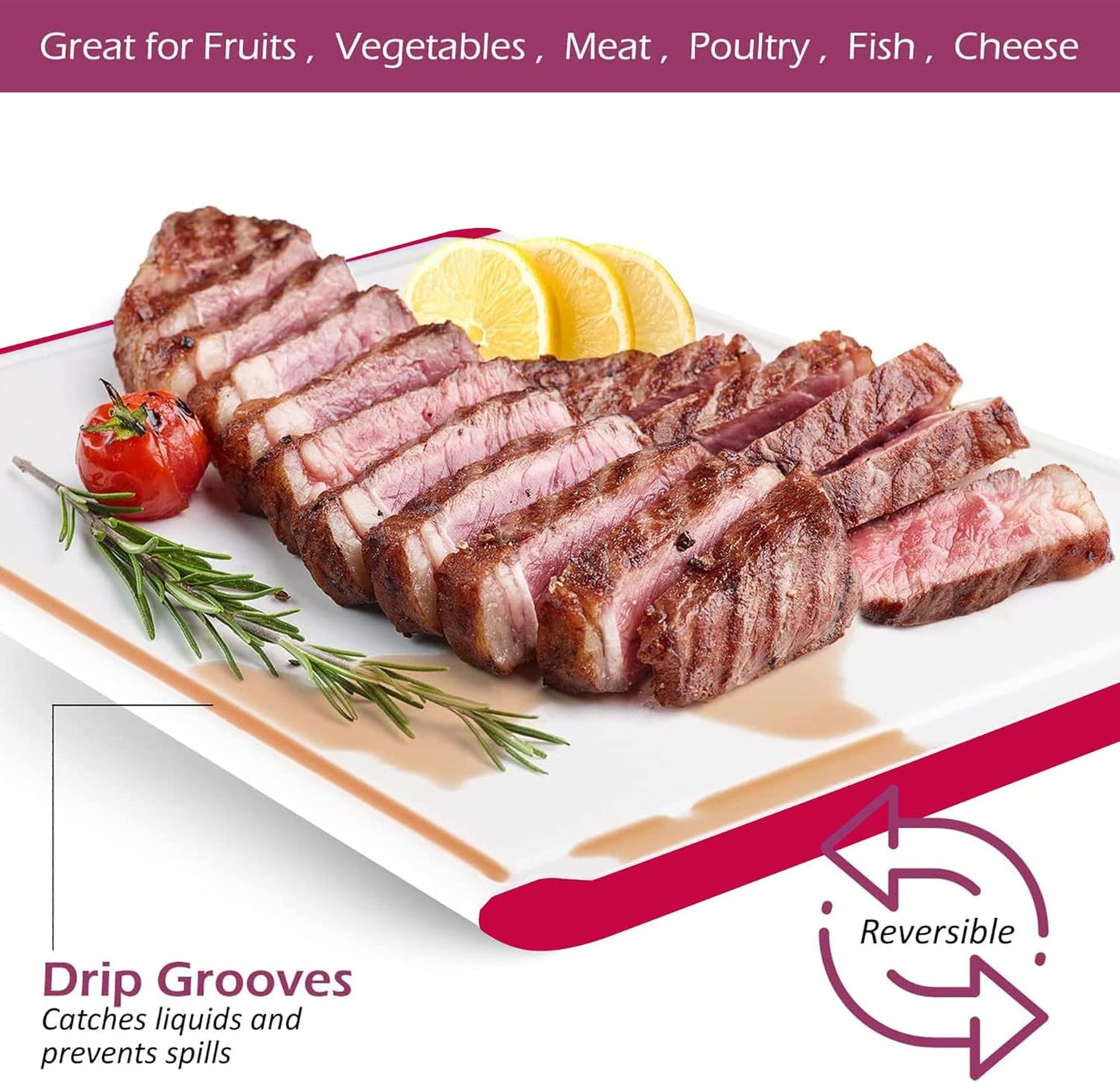 Extra Large Plastic Cutting Board for Kitchen - 18 Inch Dishwasher Safe Cutting Board, Reversible Chopping Board with Juice Groove + Non Slip Feet for Meat, Fruit, Vegetables, Meal Prep by Belwares