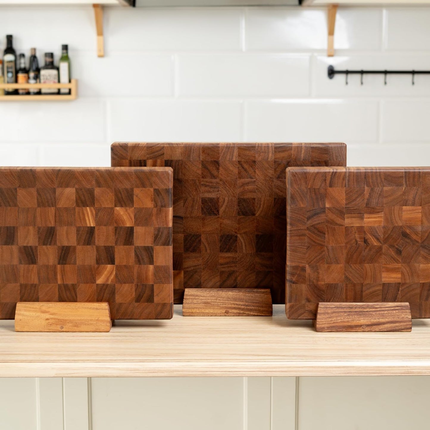 SHUMARU Mahogany End Grain Cutting Board, 17×13×1.6 in – Handmade Butcher Block, Knife-Friendly, Juice Groove, Non-Slip Feet