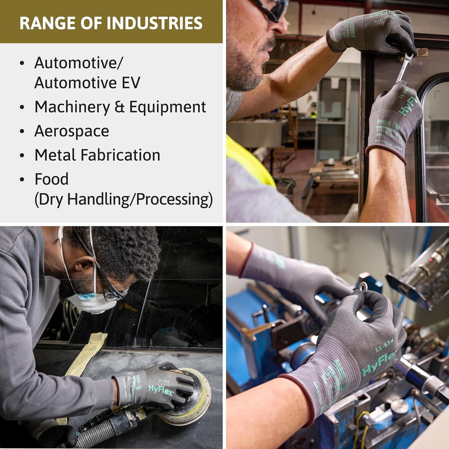 Ansell HyFlex Cut Resistant Touchscreen Work Gloves with Aerofit Precision Comfort Technology