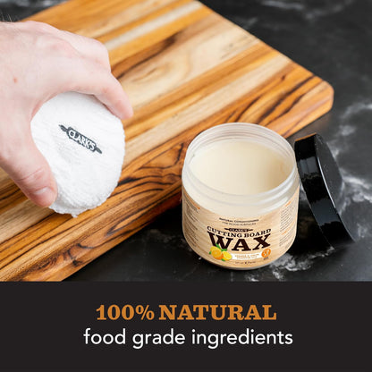 CLARK'S Food Grade Mineral Oil (12oz) and Carnauba Wax (6oz) Set - 100% Natural Butcher Block Oil and Cutting Board Wax - Food Safe Beeswax and Wood Cutting Board Oil with Orange & Lemon Extract