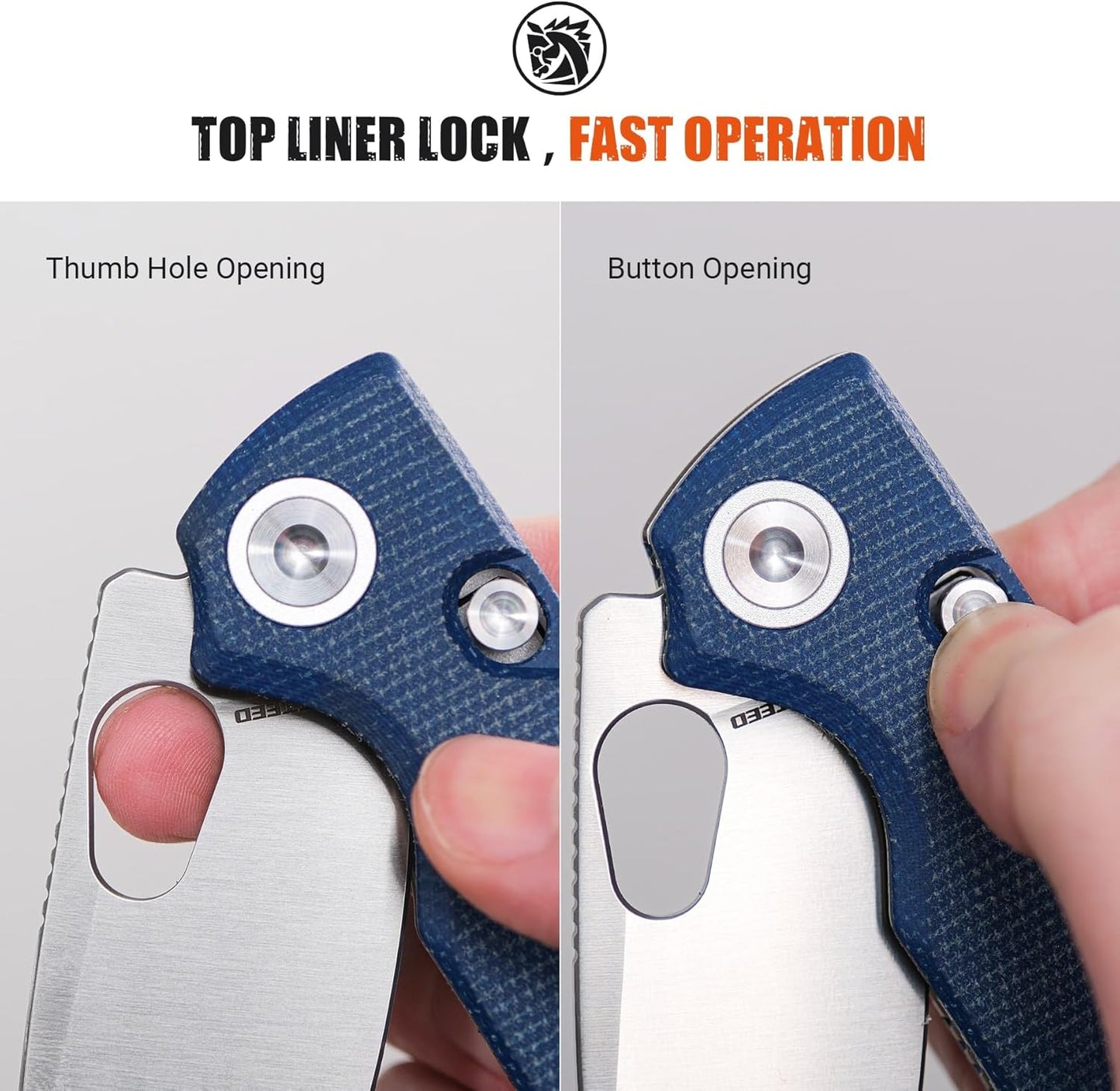 Vosteed EDC Knife, 2.99" 14C28N Steel Wider Blade, Green Micarta Handle Top Liner Lock, Folding Pocket Knives with Clip for Men & Women, Survival Camping - Porcupine A2603