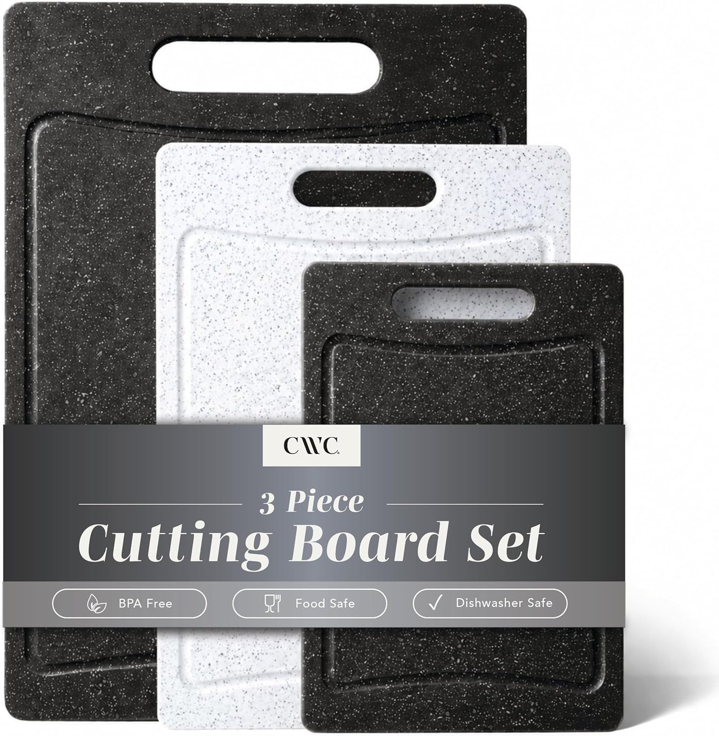 COOK WITH COLOR Non-Slip Cutting Board Set – Kitchen Essentials with Easy Grip Handle for Meat, Veggies, and Fruits, 4 Cutting Boards, Brown