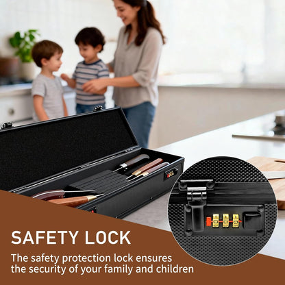Chef’s Knife Case Aluminum Hard Case with Dual Combination Locks Cultery Carrier Portable Knife Organizer Block Holders Protectors With 8 Slots Can Hold Home Black