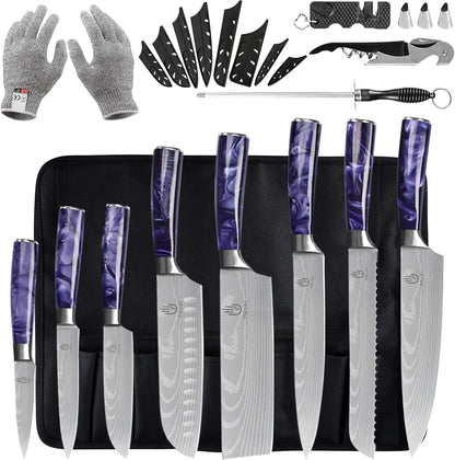 FULLHI Knife Set, 14pcs Japanese Knives Set, Premium German Stainless Steel chef Knife Set