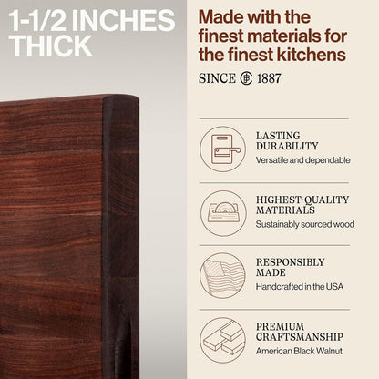 John Boos R-Board Series Rectangular Wooden Maple Cutting Board 20”x15” – 1.5” Thick, 12-lb Reversible Butcher Block with Edge-Grain & Finger Grips – Made in the USA