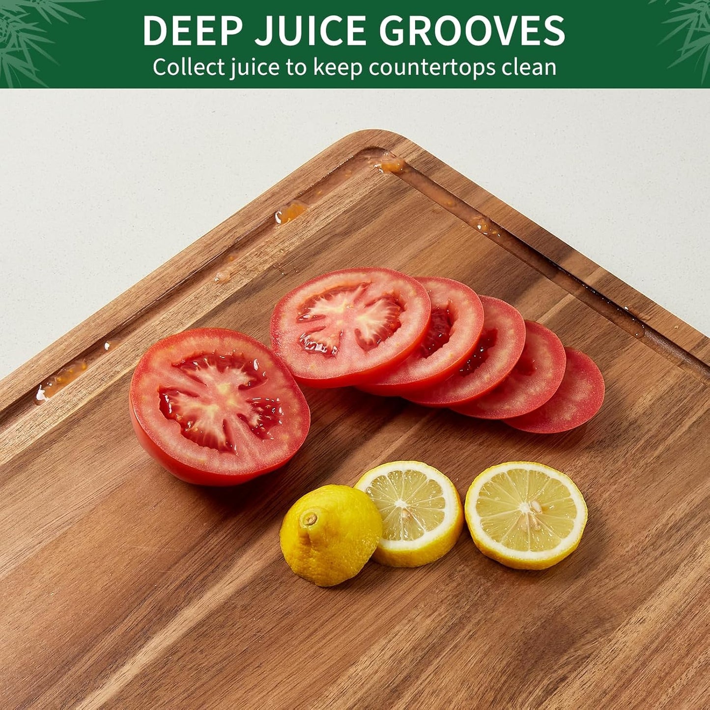 Large Wooden Cutting Board for Kitchen, 20" x 15" Acacia Wood Butcher Block Cutting Board with Juice Groove, Thick Chopping Board Carving Board for Meat Turkey Vegetables