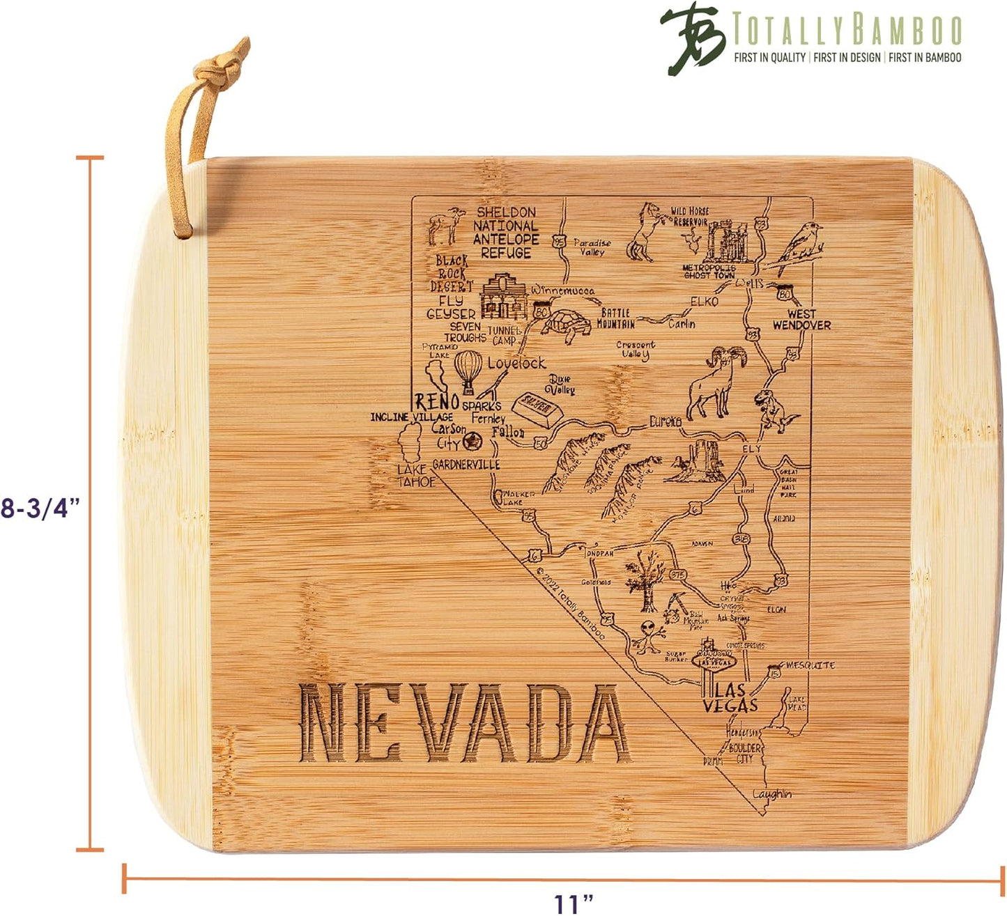 Totally Bamboo A Slice of Life New Jersey State Serving and Cutting Board, 11" x 8.75" - Colors B