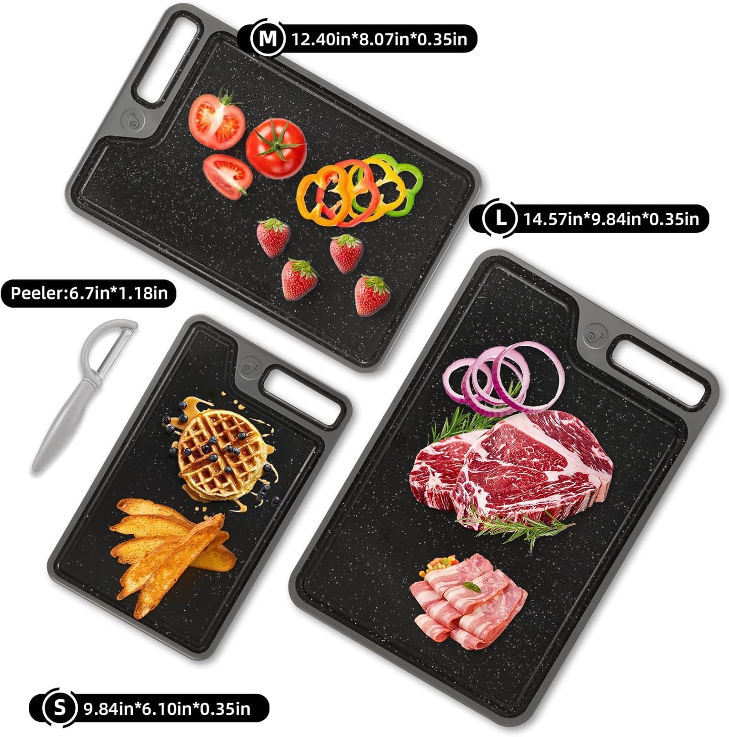 4 Piece Plastic Cutting Board Set for Kitchen Dishwasher Safe,Food Safety, Non-Slip Design, Ideal for Meat and Vegetable Prep
