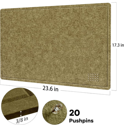 Lightomorrow Bulletin Board, 36 x 24 inches Felt Board - Decorative Pin Board, Cork Board Alternative for Wall, 3' x 2' Foldable Self-Adhesive Vision Board Prayer Board with 20 Pushpins - Black