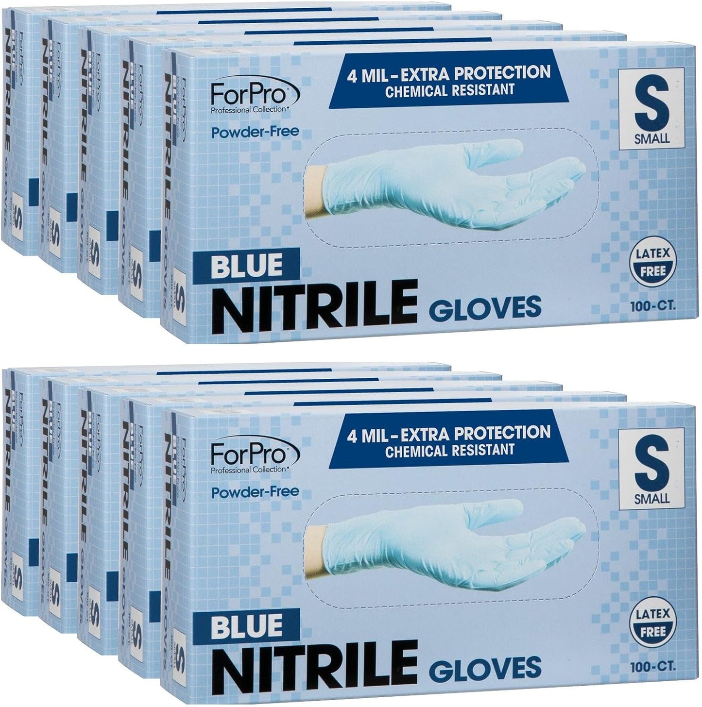 ForPro Disposable Nitrile Gloves, Chemical Resistant, Powder-Free, Latex-Free, Non-Sterile, Food Safe, 4 Mil