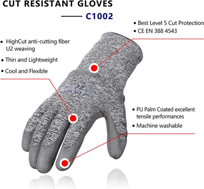 Cut Resistant Gloves with Extreme Lightweight & Thin Level 5 Wire Metal Gloves for Refined Work 12 Pairs