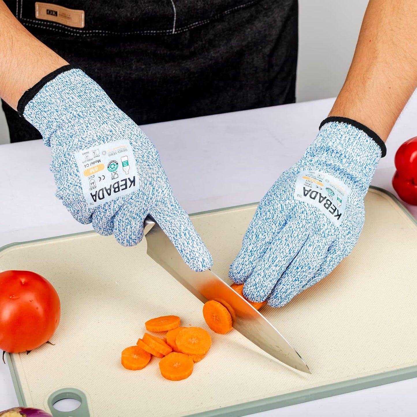 Kebada Cut Resistant Gloves, ANSI A2 Cutting Glove, PU Coated, Touchscreen, Multi-Purpose Model C2, 3 Pairs, Large