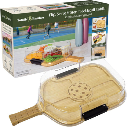 Totally Bamboo Flip, Serve & Store Charcuterie Board with Lid, Reversible Bamboo Cutting Board and Portable Cheese Tray with Compartments, Locking Travel Cover, 15.5 x 11.5 Inches