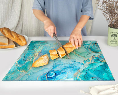 Kitchenville Glass Cutting Board 20”x16”: Tempered Glass Kitchen Counter Protector - Durable- Scratch-Resistant, Heat-Proof - Clear Design