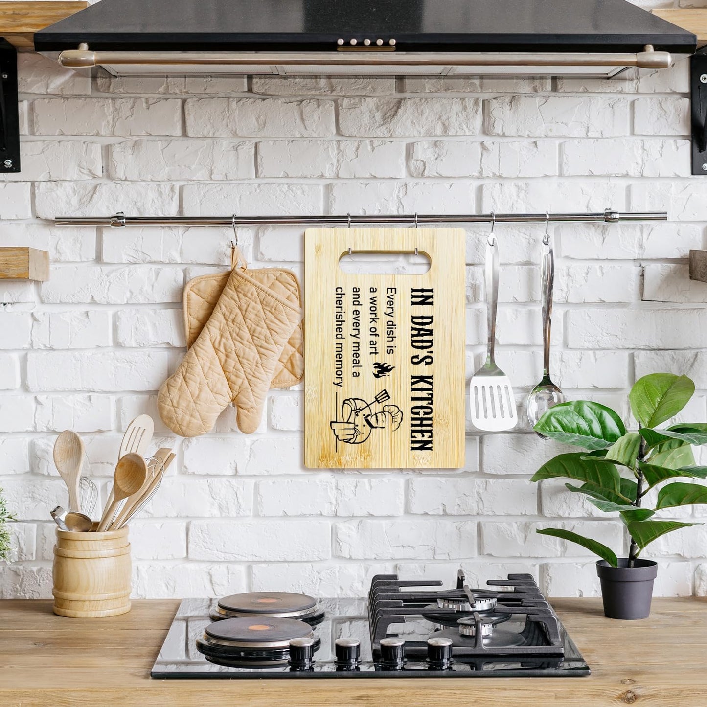 Best Dad Ever Bamboo Cutting Board, Grilling Gift For Men, Funny Charcuterie Boards for Home Kitchen Decor, Father's Day Birthday Gifts for Dad from Daughter Son -047