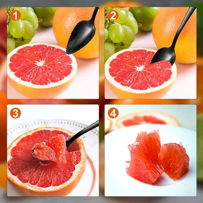 3pcs Grapefruit Spoons and Knife Set with Serrated Edge, Stainless Steel Grapefruit Curved Serving Utensils for Citrus Lemon Kiwi Melon Lime Pitaya Fruit