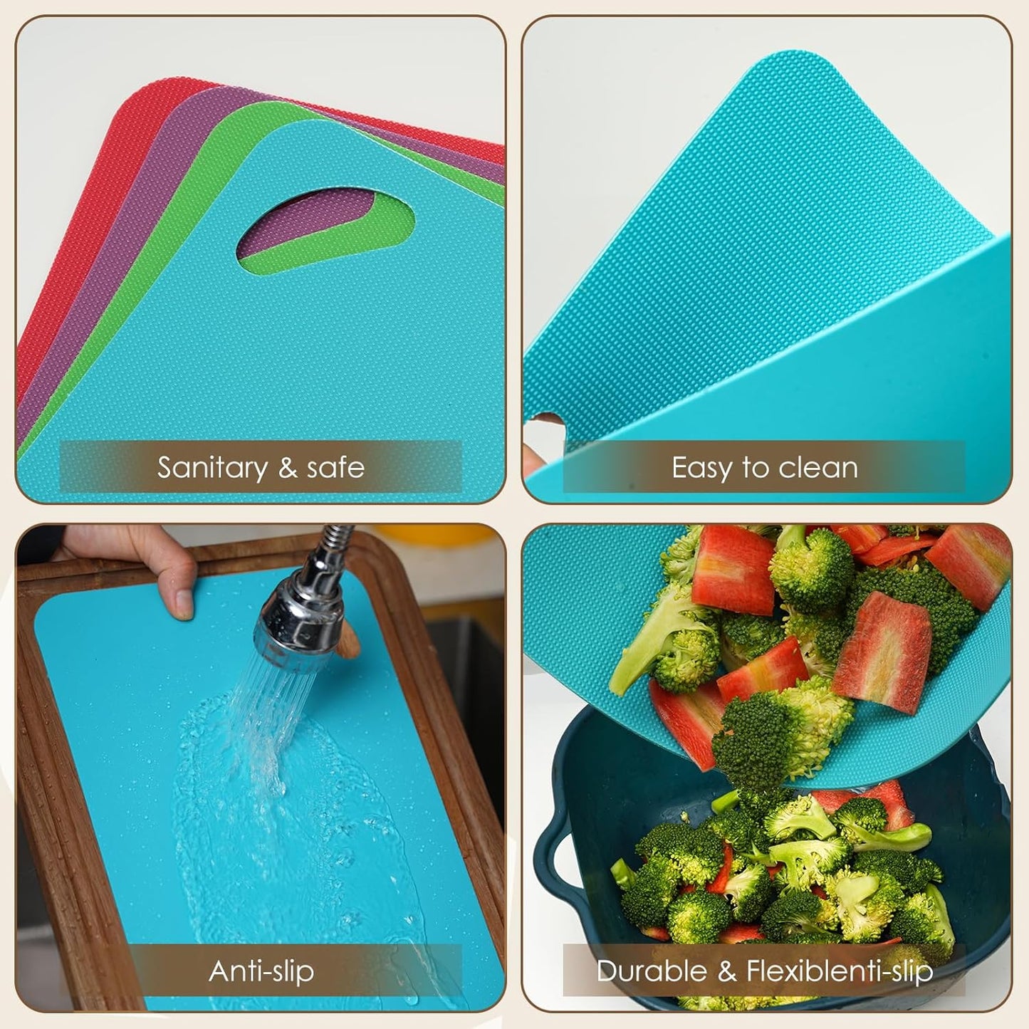 Set of 7 Large Acacia Wood Cutting Boards set,2-in-1Charcuterie Chopping Board & Butcher Block for Kitchen with Holder,Juice Groove,4 Color-Coded Plastic Cutting Boards for Meat,Vegetables and Cheese