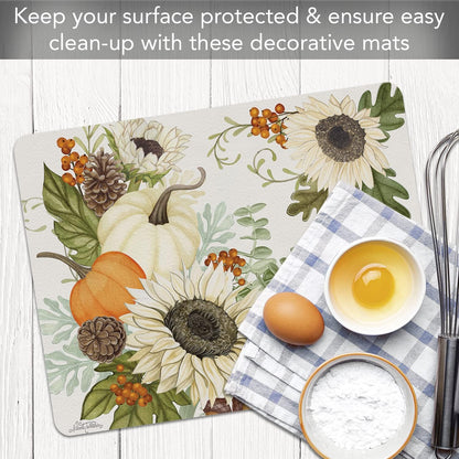 Cut N' Funnel Farmhouse Fall Designer Flexible Cutting Board Mat 15" x 11.5" Made in the USA Decorative Flexible Easy to Clean