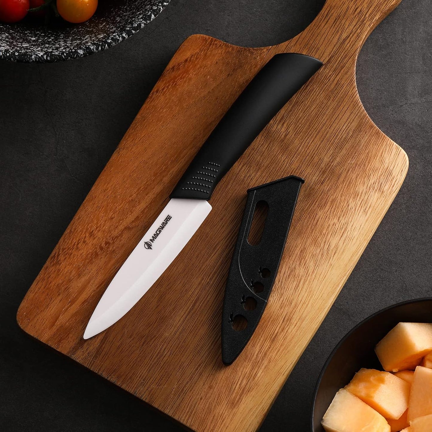 Magiware Ceramic Knives, Ceramic Knife Set with Sheaths Cover -Sharp Longer Never Rust (include 6 Inch Chef Knife, 5inch Utility Knife, and 4 Inch Paring Knife