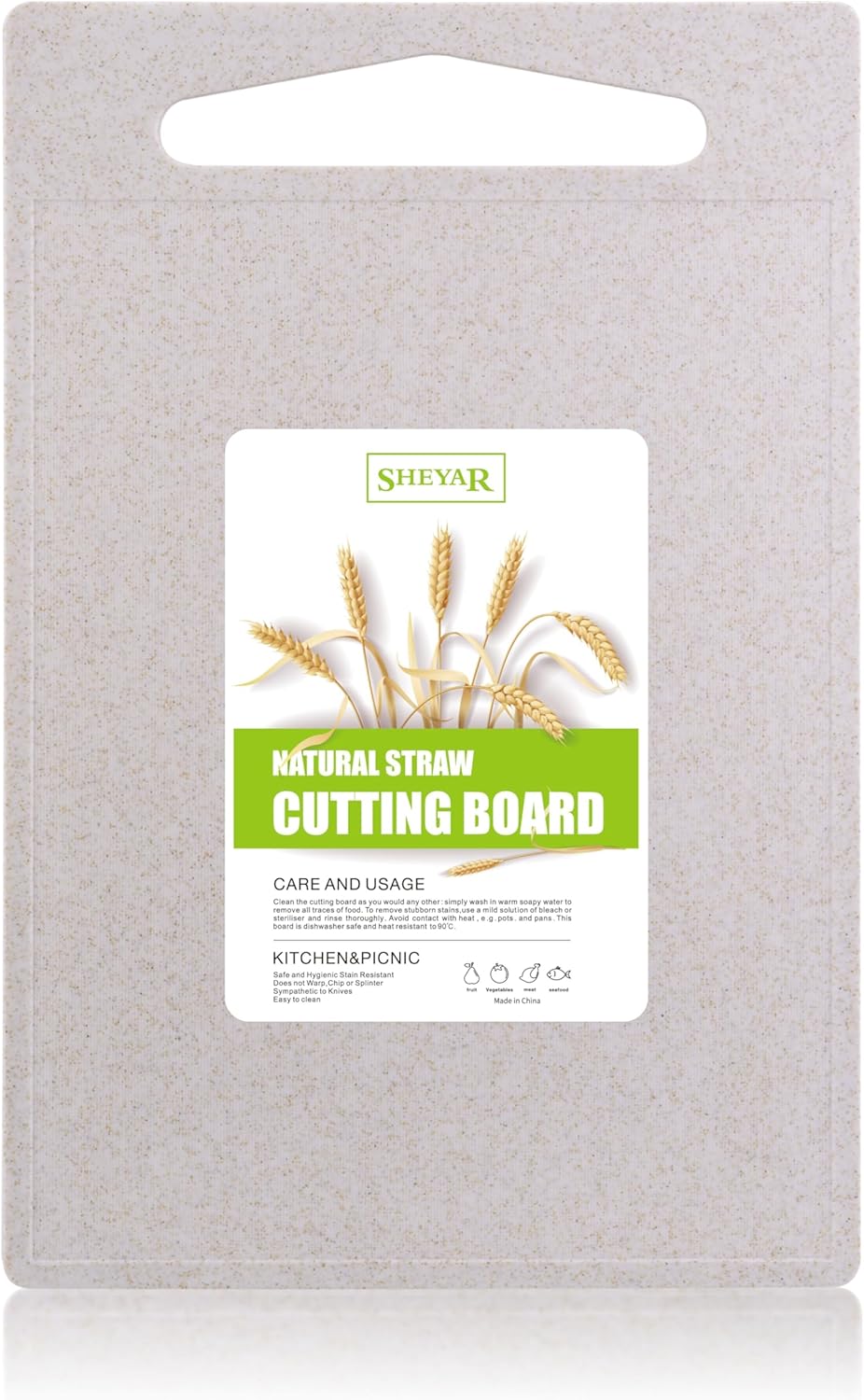 Cutting Board for Kitchen, Wheat Straw Fiber Cutting Board, Dish Washer Safe, w/Juice Grooves for Meat, Veggies, Easy Grip Handle, Non-slip Surface Eco-friendly Serveware Accessories （10‘x6.3’）