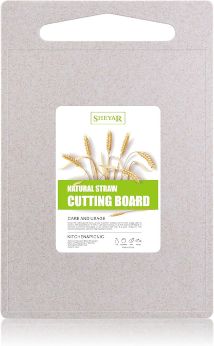 Cutting Board for Kitchen, Wheat Straw Fiber Cutting Board, Dish Washer Safe, w/Juice Grooves for Meat, Veggies, Easy Grip Handle, Non-slip Surface Eco-friendly Serveware Accessories （10‘x6.3’）