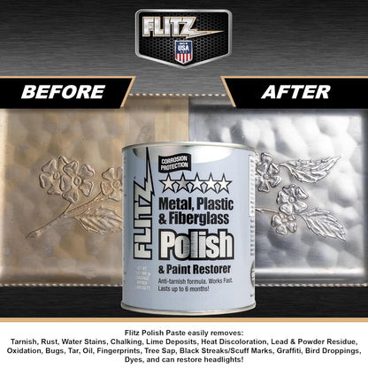 Flitz Metal Polish Paste - 1.76oz USA-Made Polish for Solid Chrome, Stainless Steel, & Aluminum - Non-Abrasive for Light Oxidation - Requires Manual Buffing - Not for Plated/Coated Surfaces (1 Pack)