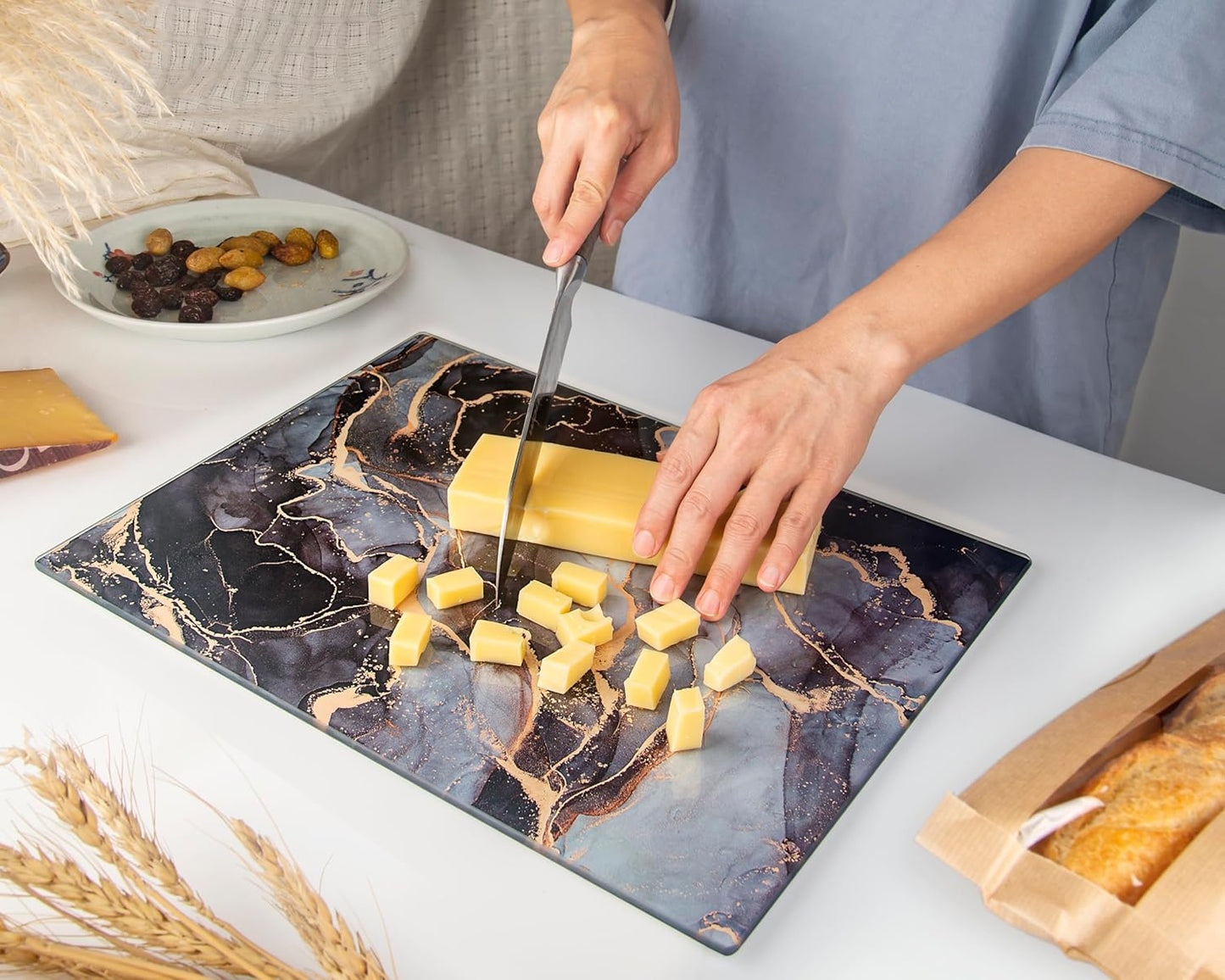 Kitchenville Glass Cutting Board 20”x16”: Tempered Glass Kitchen Counter Protector - Durable- Scratch-Resistant, Heat-Proof - Clear Design