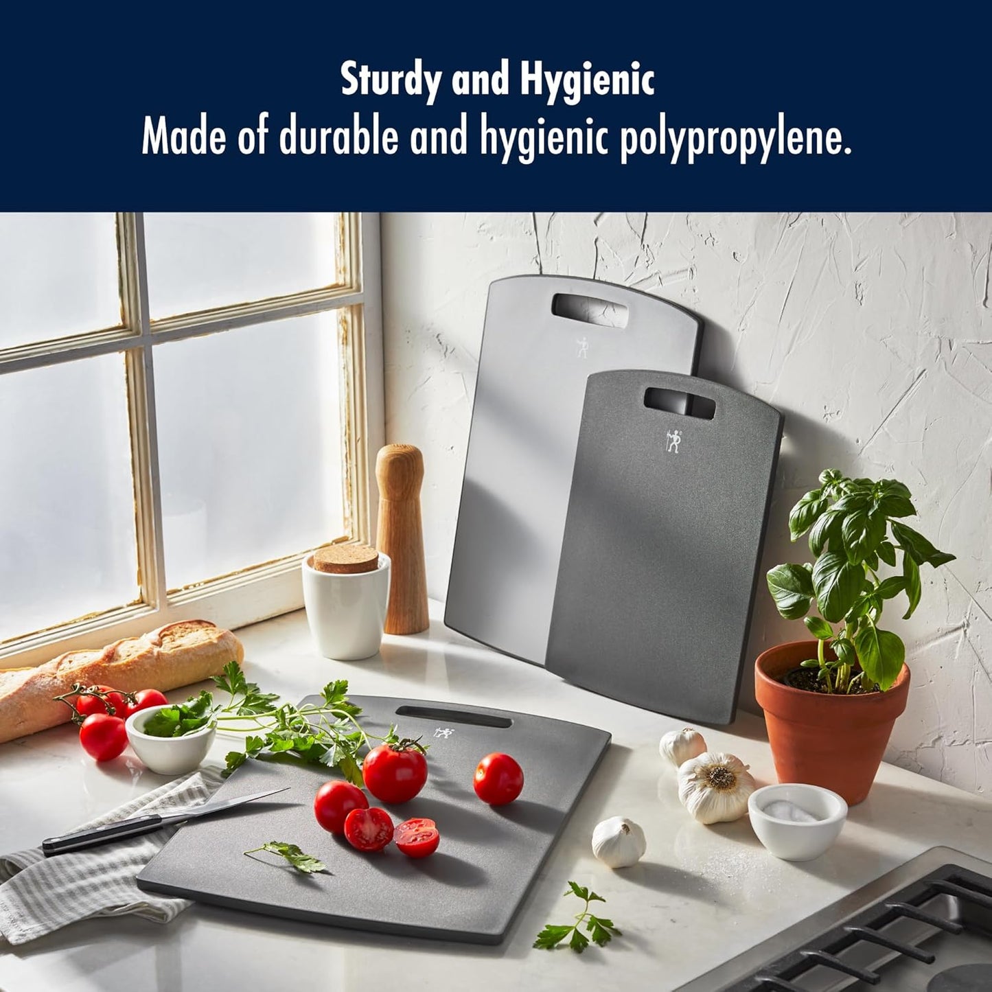 Henckels 3-pc Plastic Cutting Board Set - Grey
