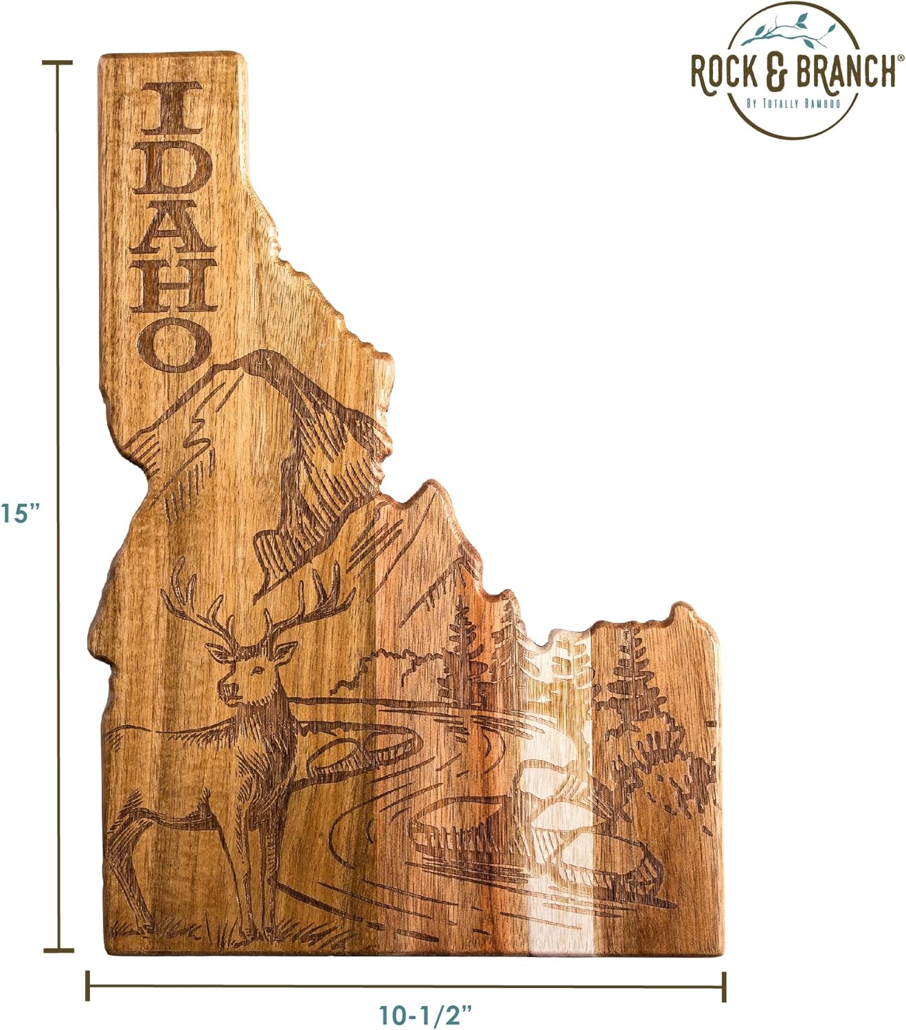 Totally Bamboo Rock & Branch Origins Series New York State Shaped Cutting Board and Charcuterie Serving Tray, Includes Hang Tie for Wall Display