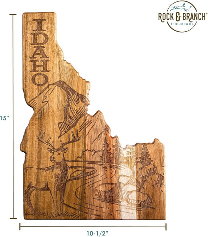 Totally Bamboo Rock & Branch Origins Series New York State Shaped Cutting Board and Charcuterie Serving Tray, Includes Hang Tie for Wall Display