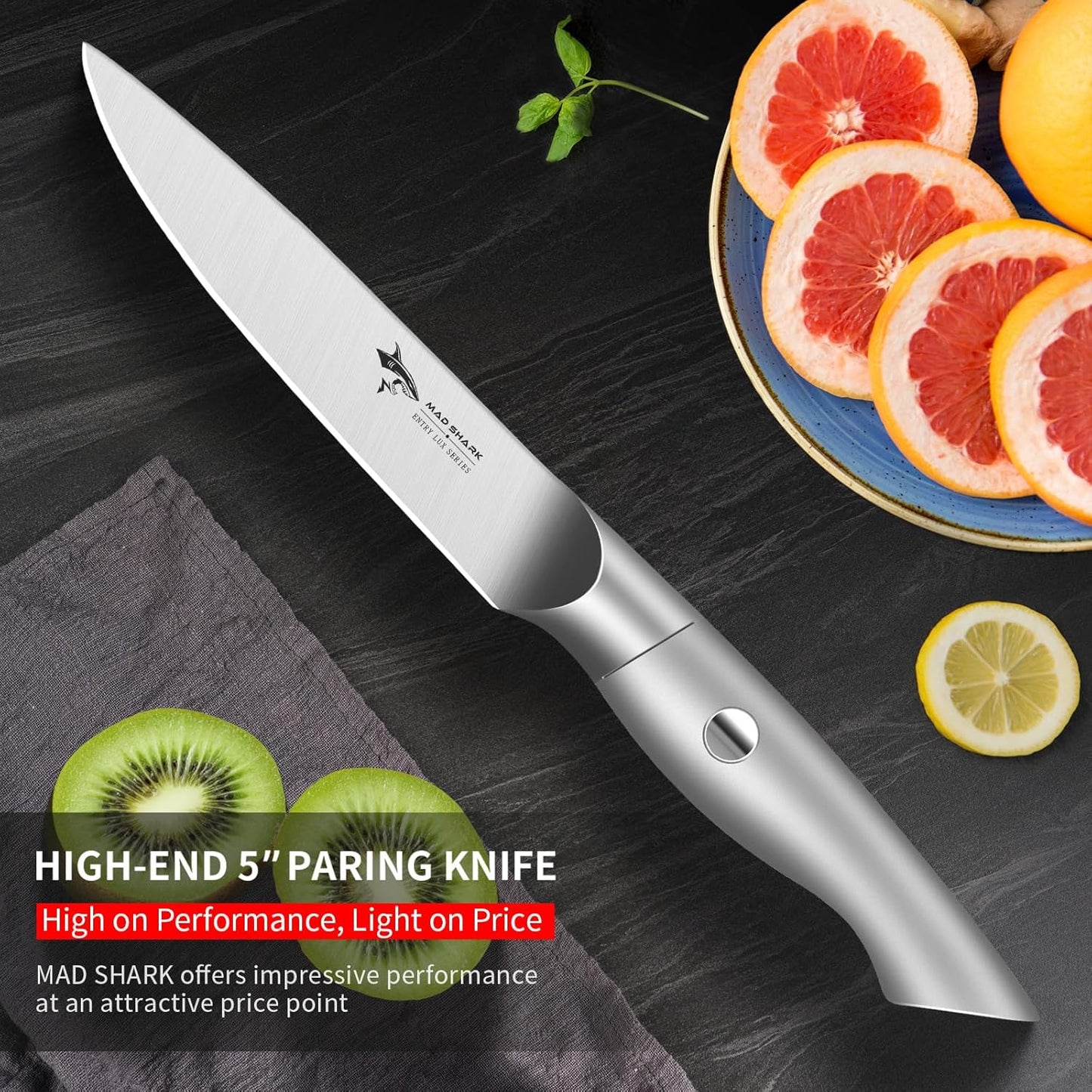 MAD SHARK Paring Knife 3.5 inch Paring Knives, Small Kitchen Knife, Ultra Sharp German Stainless Steel Vegetable Knives, Ergonomic Handle Design, Unique Gift for Men/Women