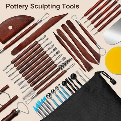Amrules Clay Tools Kit, 12 PCS Polymer Clay Cutter Tools, Rectangle Shape Acrylic Press Board and Roller Pin Supplies Suitable for Shaping, Carving, Pottery Craft and DIY Projects