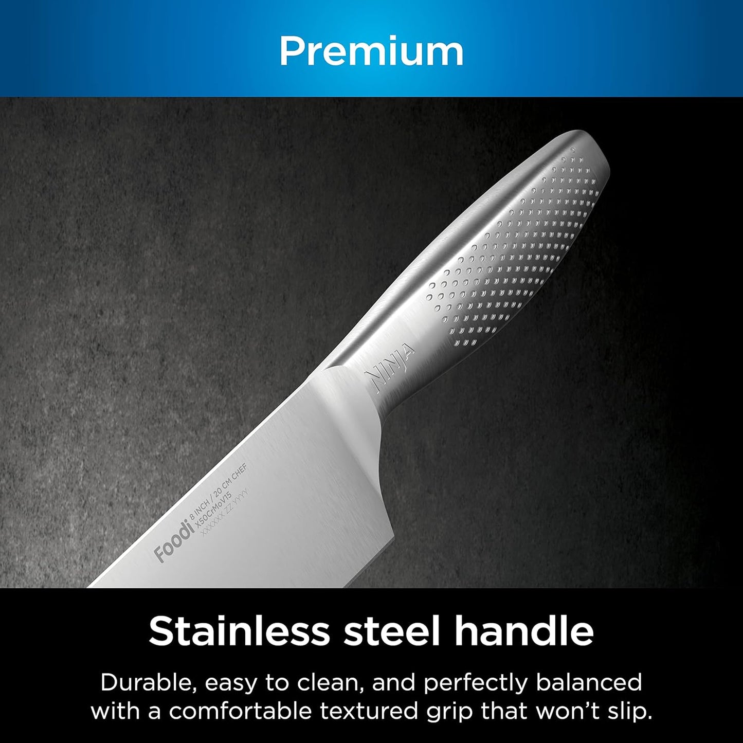 Ninja K32012 Foodi NeverDull Premium Knife System, 12 Piece Knife Block Set with Built-in Sharpener, German Stainless Steel Knives, Black