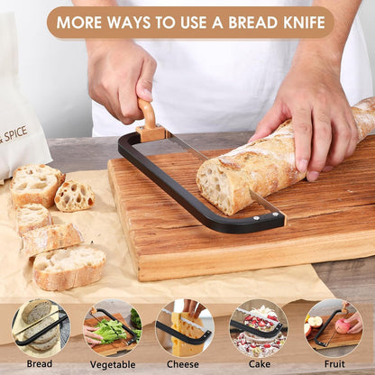 Bread Knife for Homemade Bread Bow Knife 16", Bread Saw Sourdough Slicer Aluminum Alloy Sourdough Cutter Suit for Left & Right Handed People to Cut Baguettes Vegetables Fruits 1Count