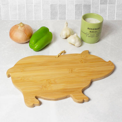 Totally Bamboo Pig Shaped Bamboo Wood Cutting Board and Charcuterie Board
