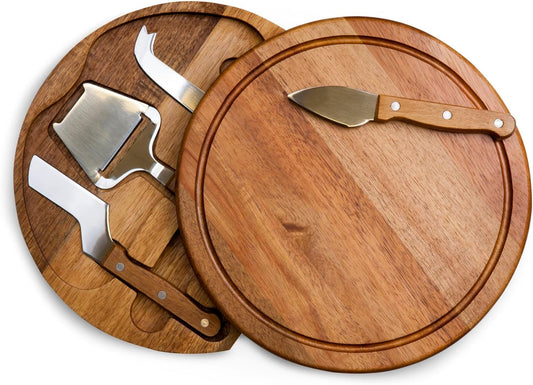 TOSCANA - a Picnic Time brand Circo Cheese Board and Knife Set - Charcuterie Board Set - Wood Cutting Board, (Acacia Wood)