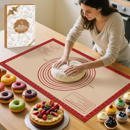 Silicone Baking Mat, Non Stick Pastry Mat Sheet for Dough Rolling, Nonslip Fondant/Pie Crust Mat, Counter Mat Oven Liner Mat for Making Cookies Macarons Bread Baking Supplies Extra Large 26 x 16 Inch